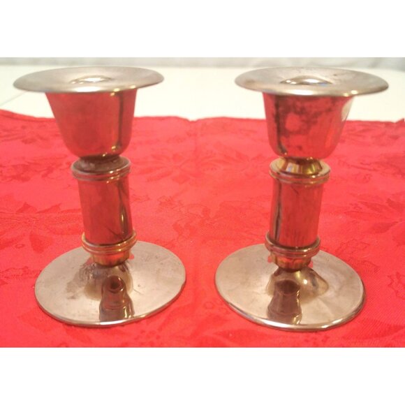 Candle Stick Holders Unique Vintage Silver Plated Compact - Picture 3 of 6